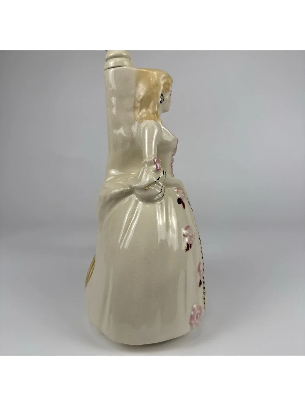 Vintage William F. B. Johnson Colonial Lady Figurine Table Lamp – Hand Decorated